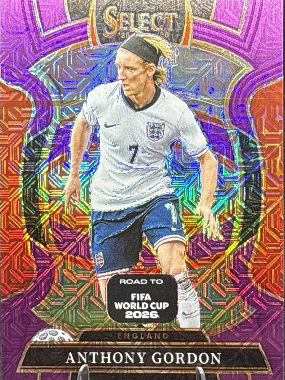 Panini Select Anthony Gordon Holographic Purple Shimmer Prizm Soccer Card